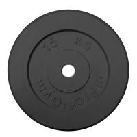 ДТР-15/26. Диск «Profigym» тренировочный обрезиненный 15 кг черный 26 мм (металлическая втулка)