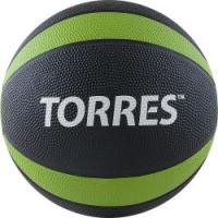 Медбол TORRES 4 кг, арт. AL00224, резина, диаметр 21,9 см, черно-зелено-белый