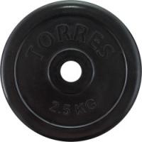 Диск обрезиненный TORRES 2,5 кг арт. PL50692, d25 мм, металл в резиновой оболочке, черный